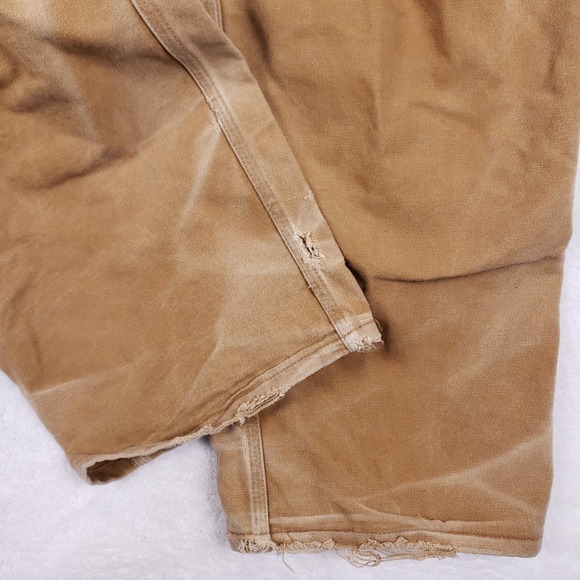 Carhartt R01 BRN Double Knee Unlined Duck Bib Overalls Mens 38x34 Carpenter - Picture 11 of 13